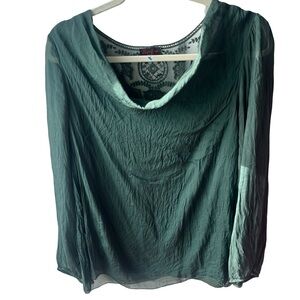 Carla Conti Made in Italy 100% Silk Emerald blouse